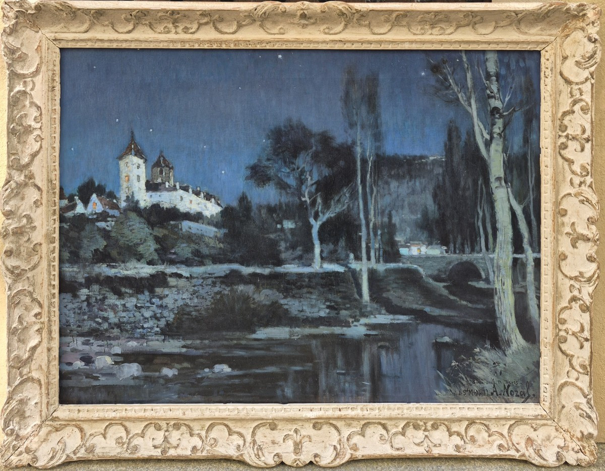 Alexandre Nozal (1852-1929), Eglise Saint Médard dans le Lot, nocturne