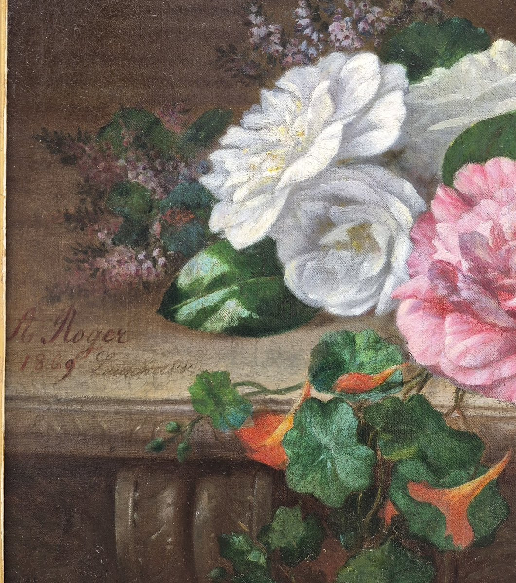 Adolphe Roger (1800-1880), Still Life With Bouquet Of Flowers-photo-4