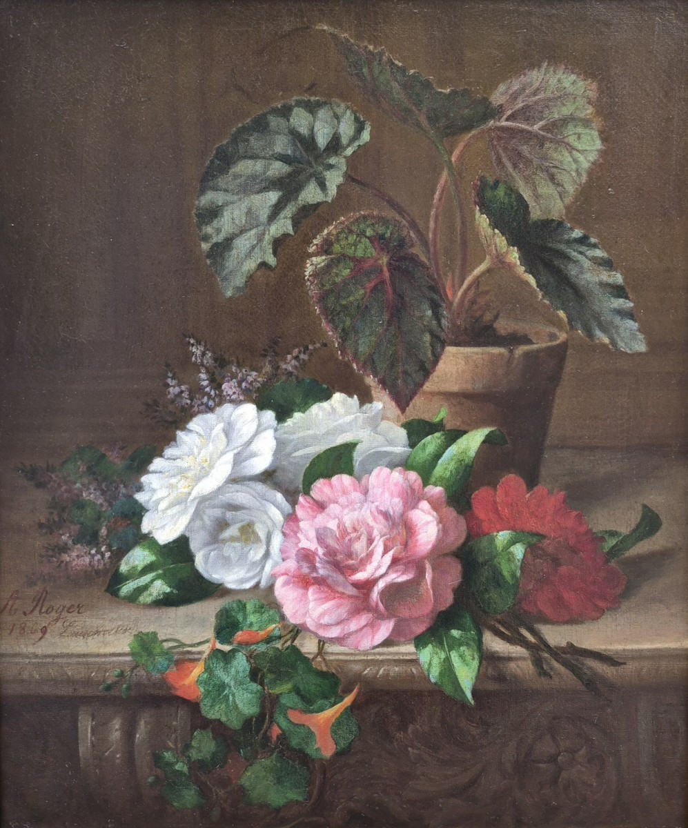 Adolphe Roger (1800-1880), Still Life With Bouquet Of Flowers