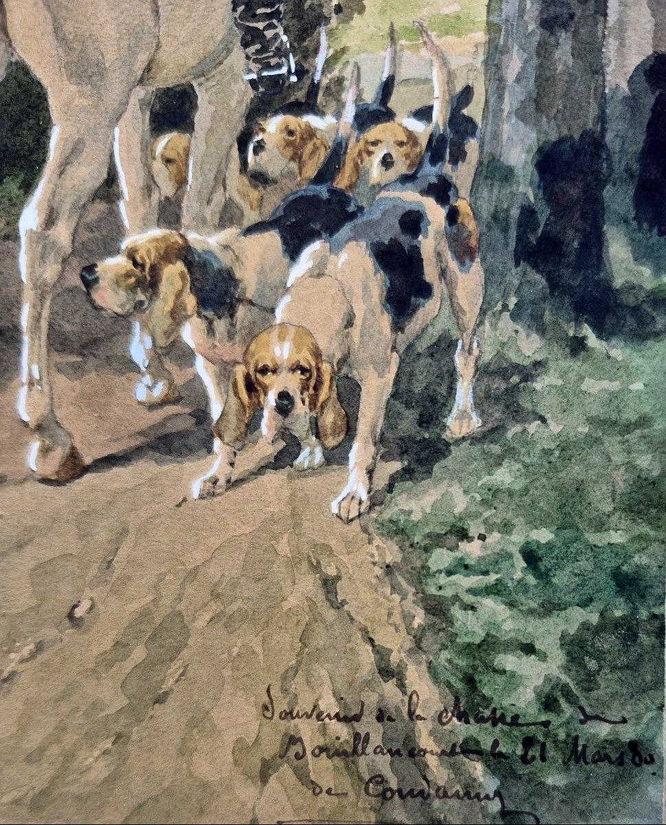 Charles de Condamy (1847-1913), Veneurs et chiens de chasse à Bouillancourt en Séry-photo-1
