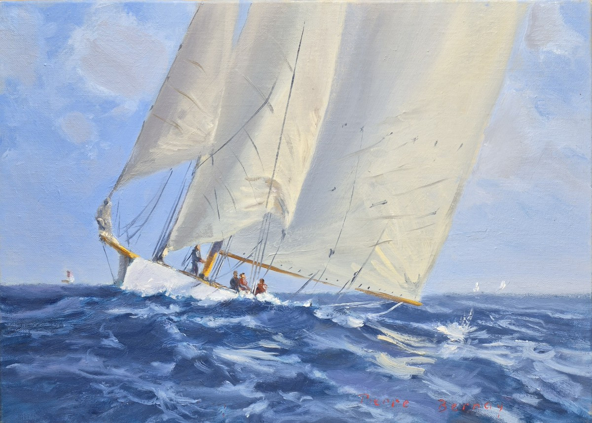 Pierre Bernay (Né en 1963), Petite voile dans le passage de la Teignouse, Belle-île, Houat 