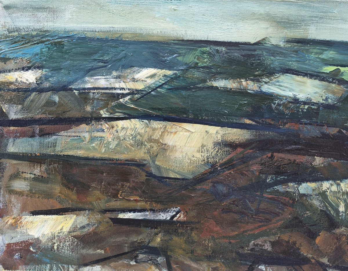 Gérard Altmann (1923-2012), la colline rouge, Huile-photo-4