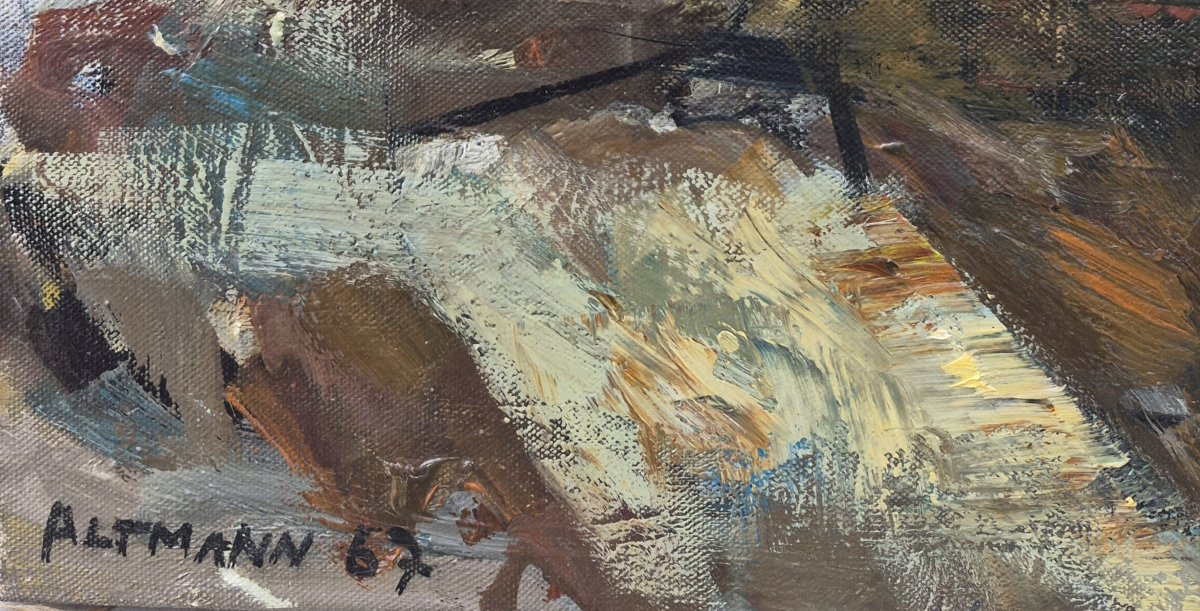 Gérard Altmann (1923-2012), la colline rouge, Huile-photo-1