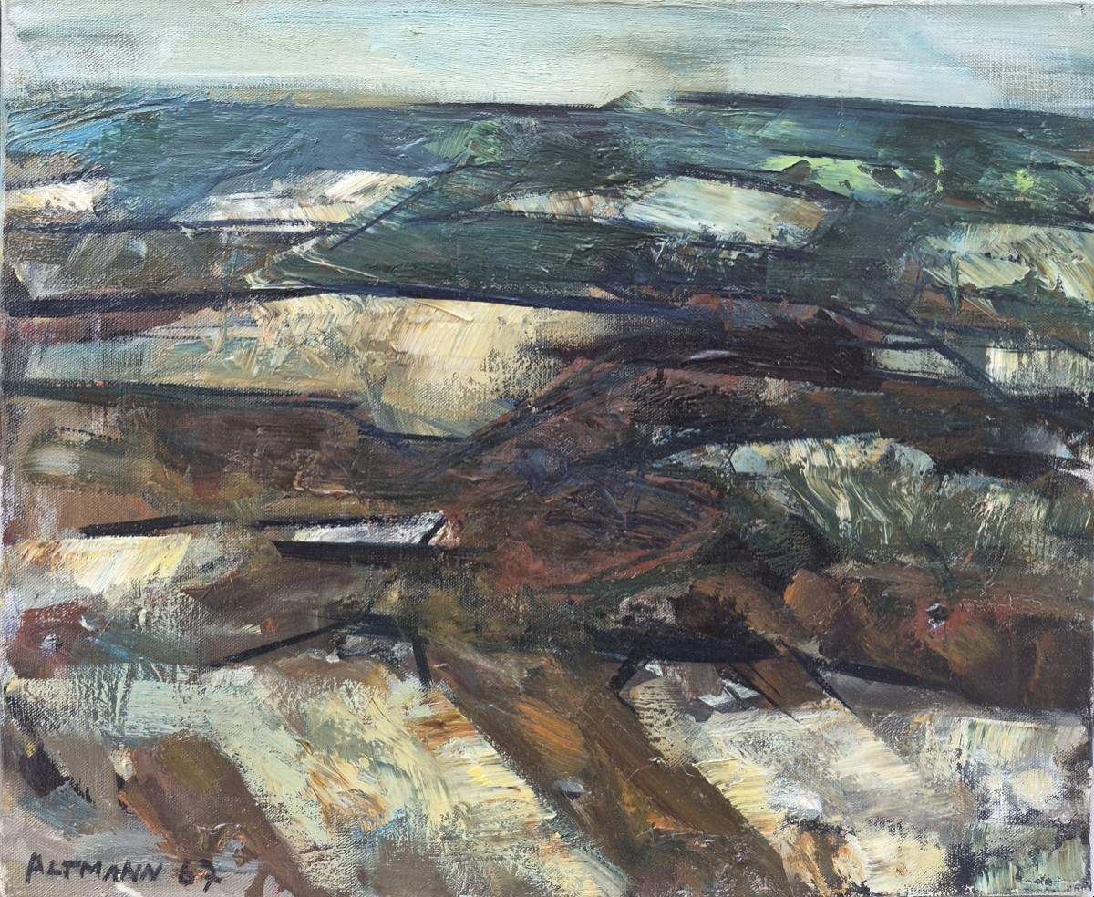 Gérard Altmann (1923-2012), la colline rouge, Huile