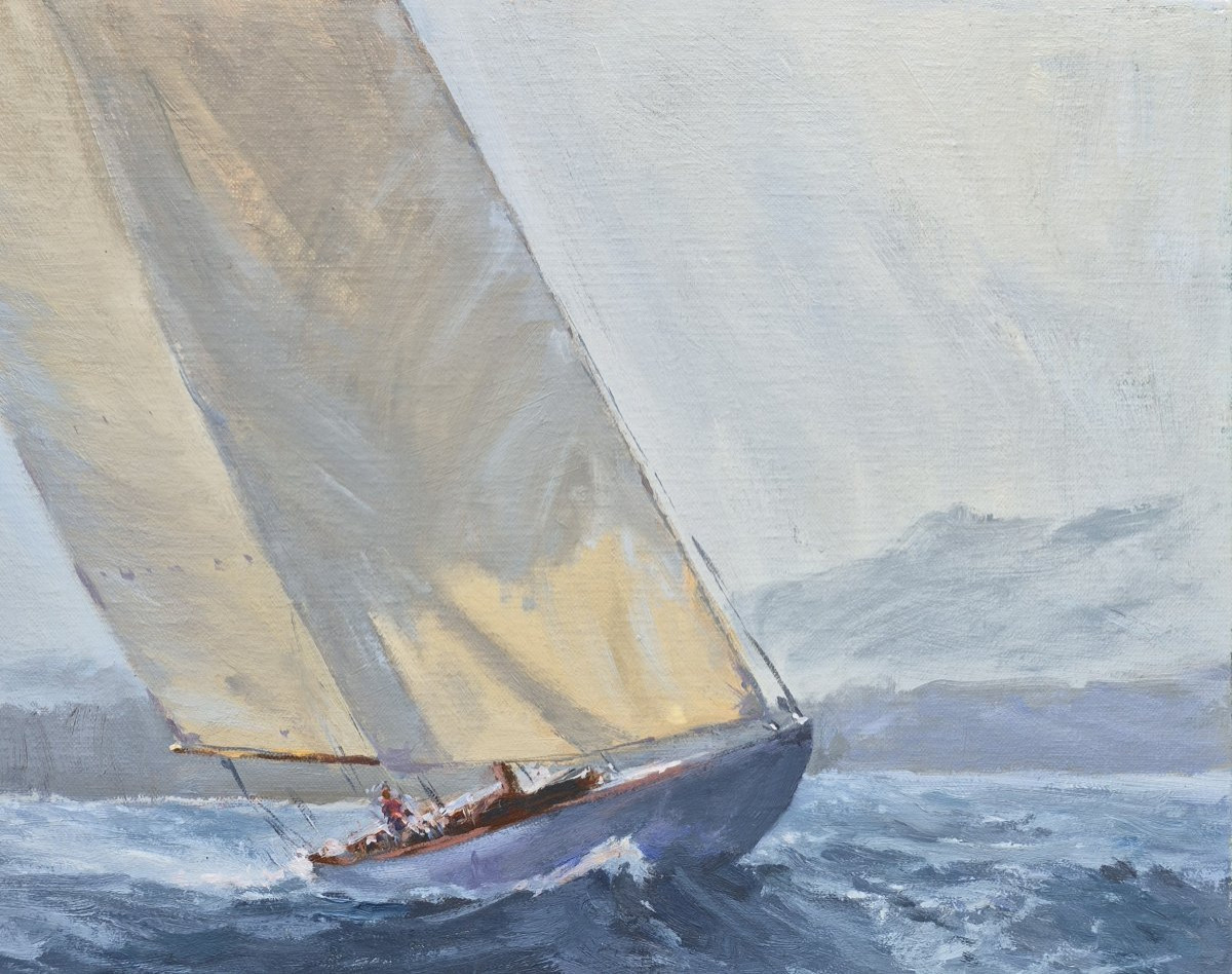 Pierre Bernay (Né en 1963), Voilier sur la côte d'azur-photo-3
