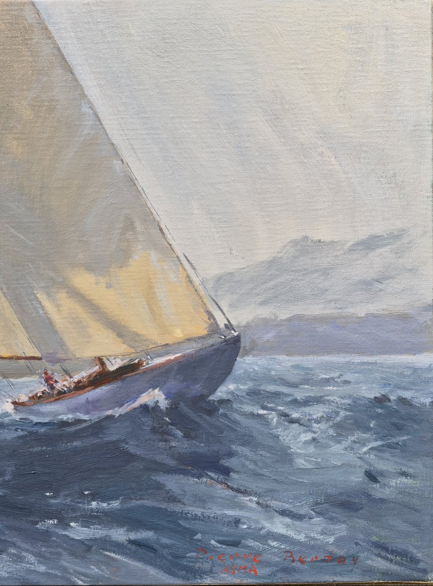 Pierre Bernay (Né en 1963), Voilier sur la côte d'azur-photo-4