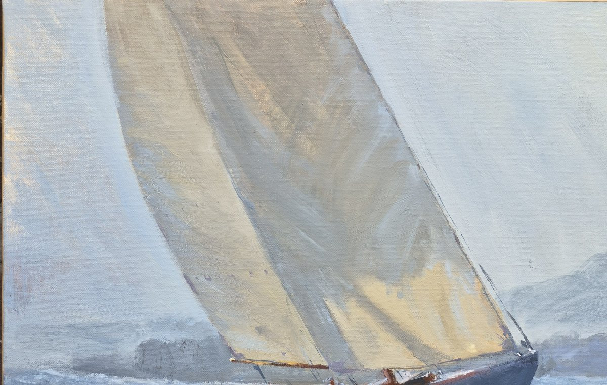 Pierre Bernay (Né en 1963), Voilier sur la côte d'azur-photo-2
