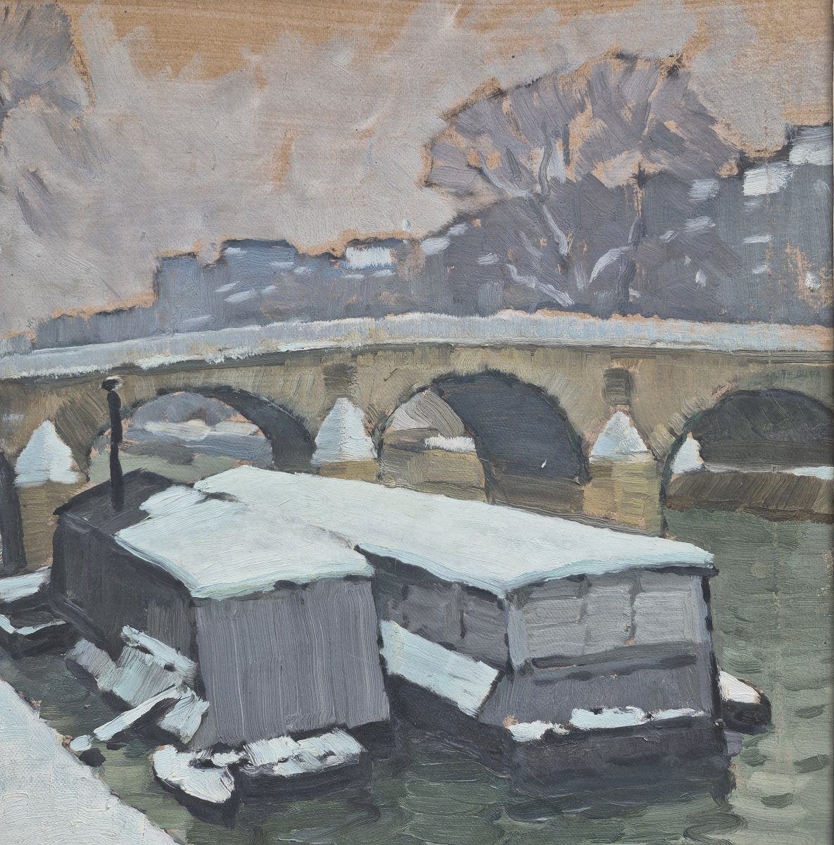 Marcel Belle (1871–1948), View Of Paris And The Pont Neuf In The Snow, Marquet-photo-2