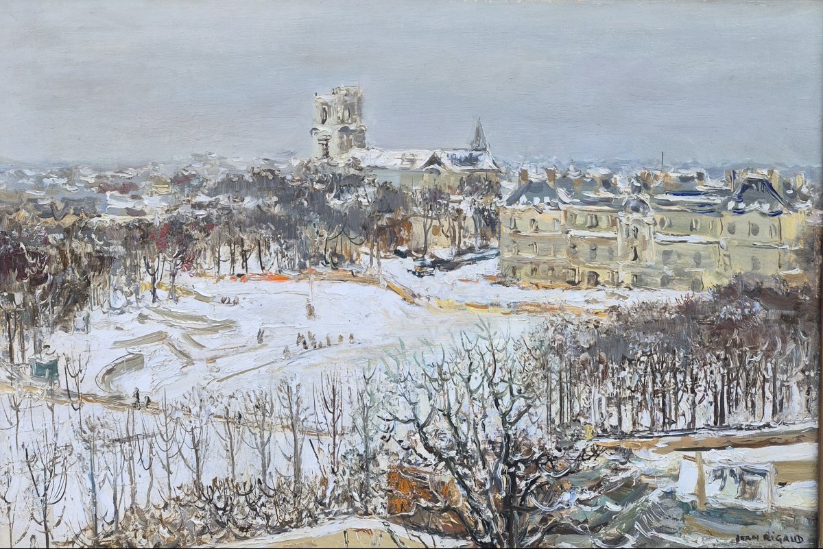 Jean Rigaud (1912-1999) - Paris le jardin du Luxembourg sous la neige, Sénat-photo-2