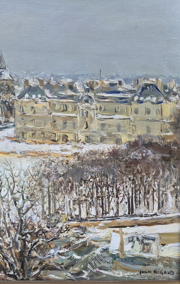 Jean Rigaud (1912-1999) - Paris le jardin du Luxembourg sous la neige, Sénat-photo-3