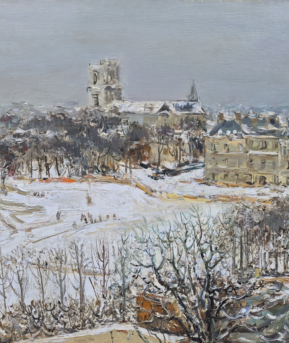 Jean Rigaud (1912-1999) - Paris le jardin du Luxembourg sous la neige, Sénat-photo-2