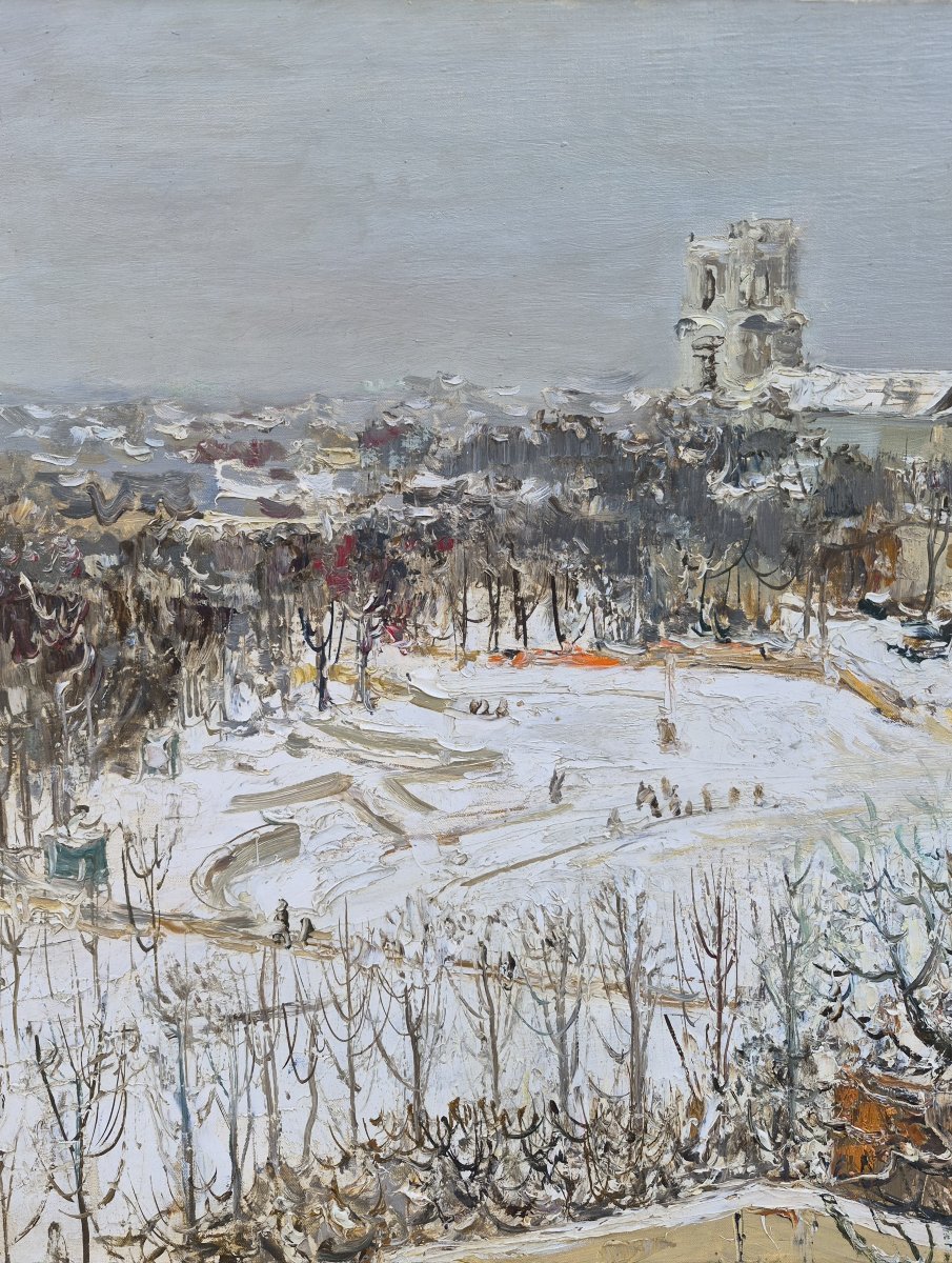 Jean Rigaud (1912-1999) - Paris le jardin du Luxembourg sous la neige, Sénat-photo-3