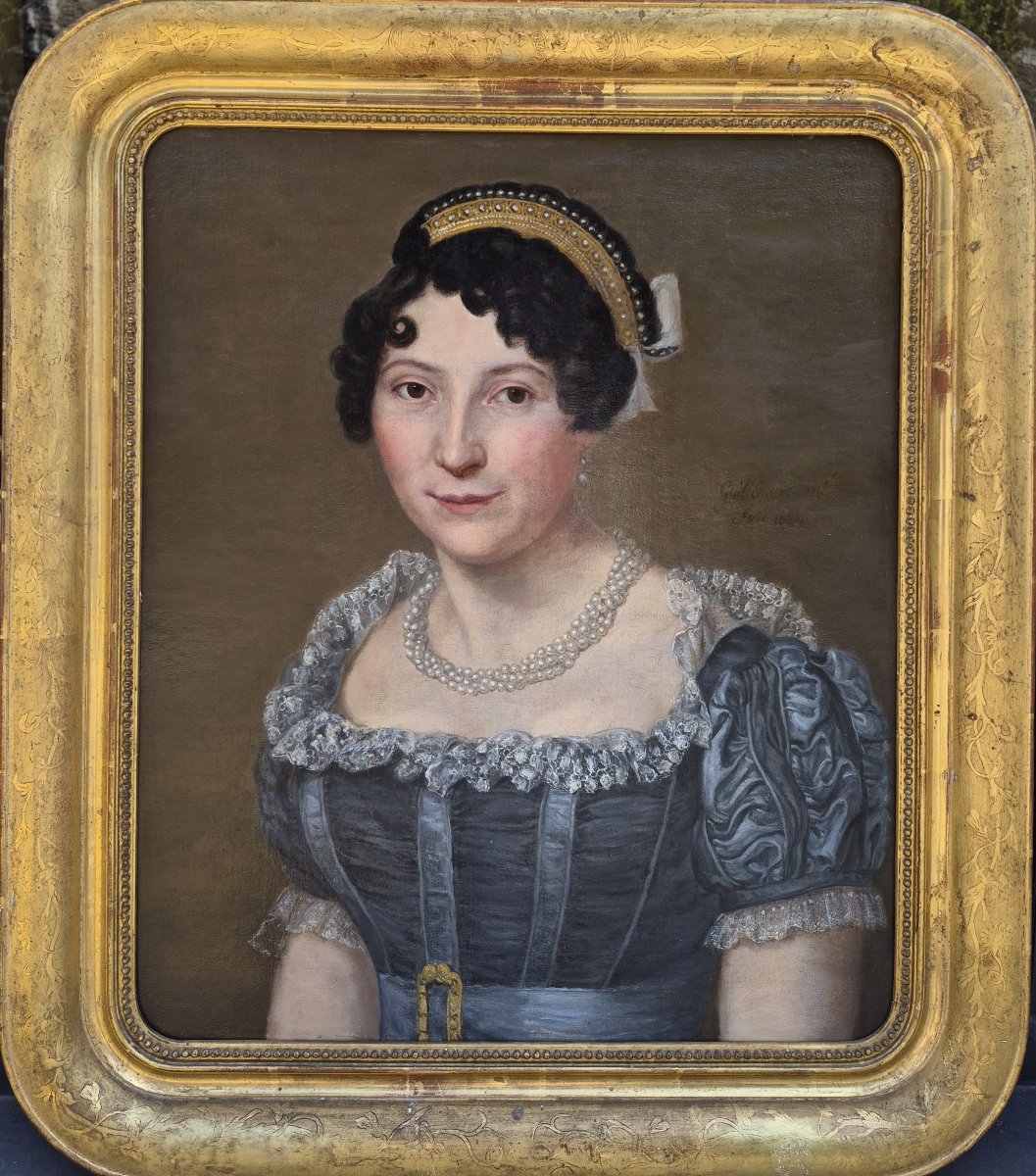 Sophie Guillemard (1780-After 1824), Rare portrait de femme au collier de perles-photo-2