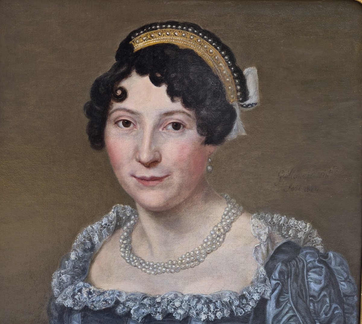 Sophie Guillemard (1780-After 1824), Rare portrait de femme au collier de perles-photo-4