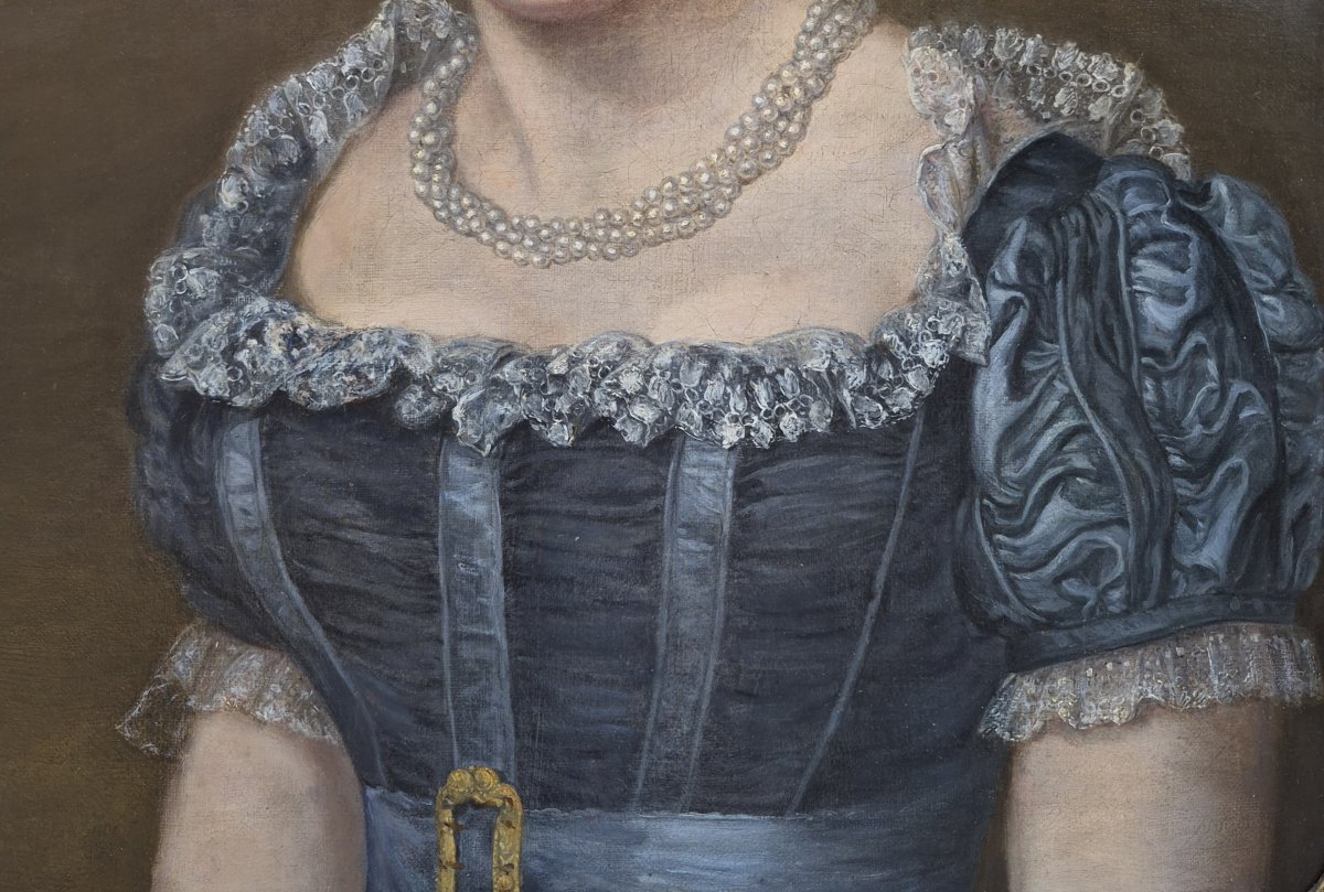 Sophie Guillemard (1780-After 1824), Rare portrait de femme au collier de perles-photo-1