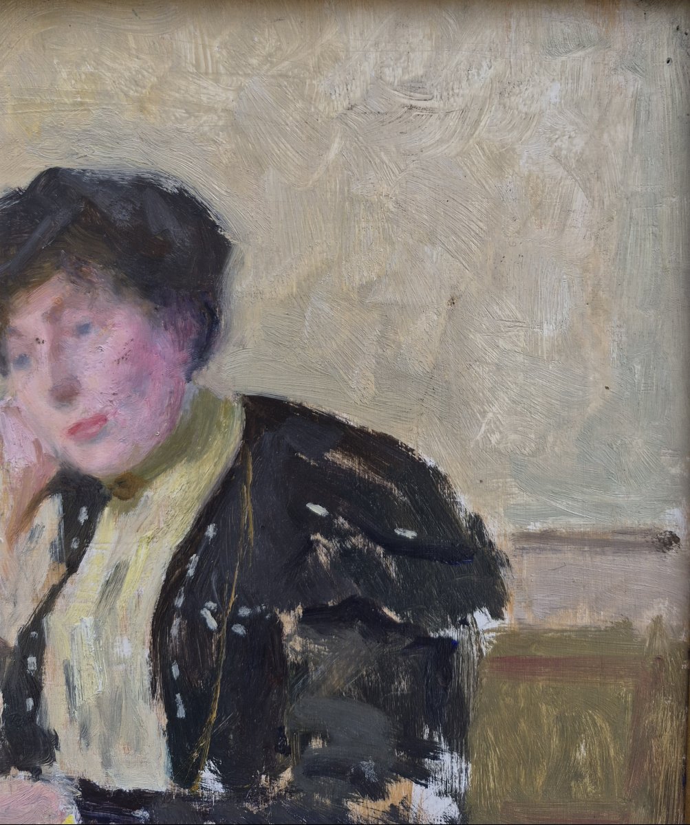 Ecole Française début XXème, portrait de femme à la lecture, postimpressionnisme-photo-3
