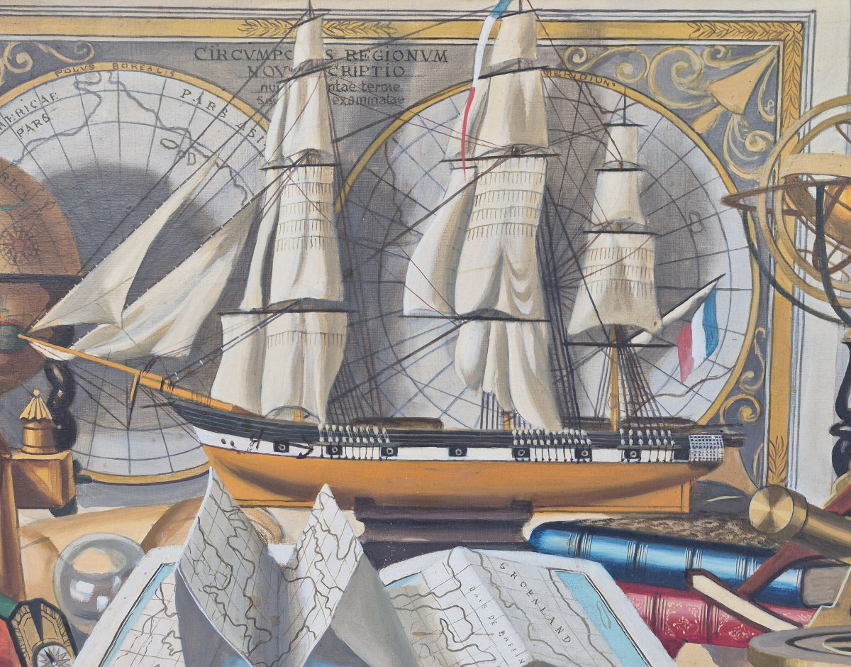 Charles Cerny (1892–1965), Maritime Still Life With Navigational Instruments, 1960-photo-2