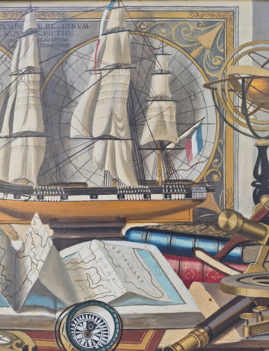 Charles Cerny (1892–1965), Maritime Still Life With Navigational Instruments, 1960-photo-1