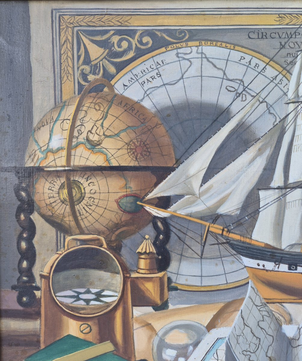 Charles Cerny (1892–1965), Maritime Still Life With Navigational Instruments, 1960-photo-2