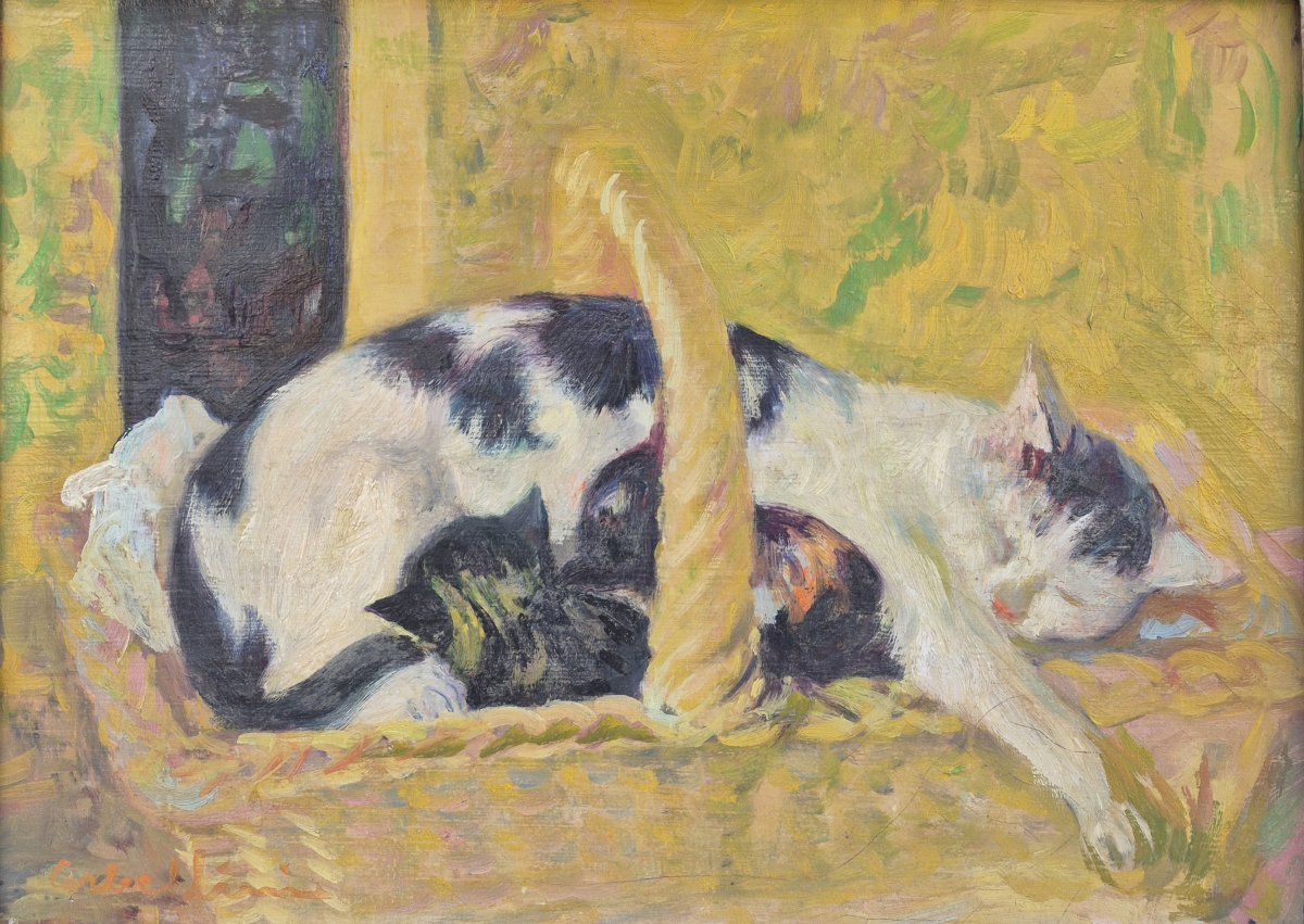 Luigi Corbellini (1901-1968), une chatte et ses petits-photo-2