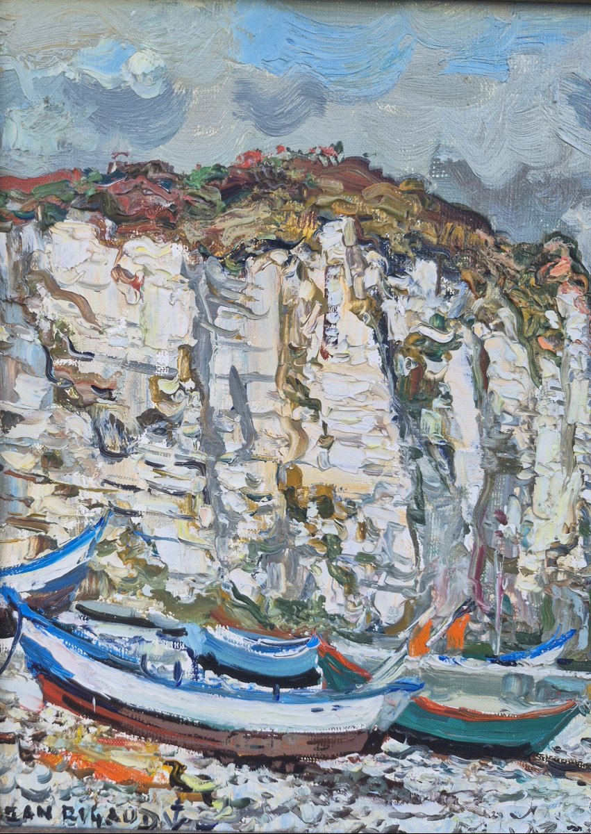 Jean Rigaud (1912-1999) - Veules les roses - la falaise - 1974-photo-4