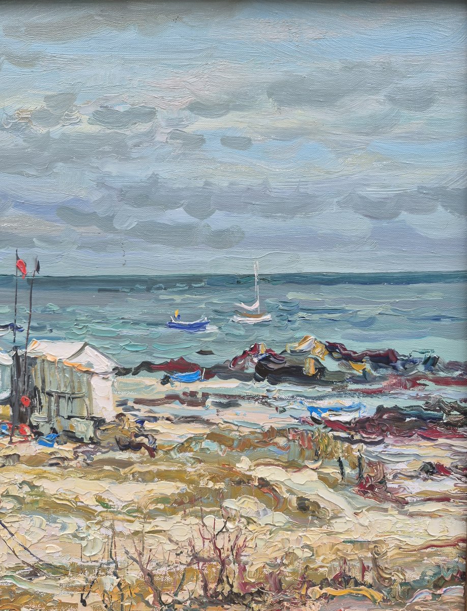 Jean Rigaud (1912-1999) - Le marais salé à l'île d'Yeu, bateau sur la dune-photo-4