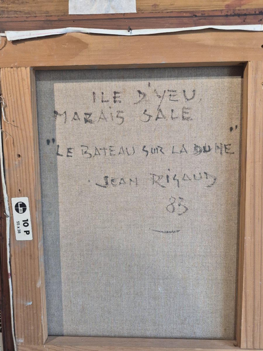 Jean Rigaud (1912-1999) - Le marais salé à l'île d'Yeu, bateau sur la dune-photo-2