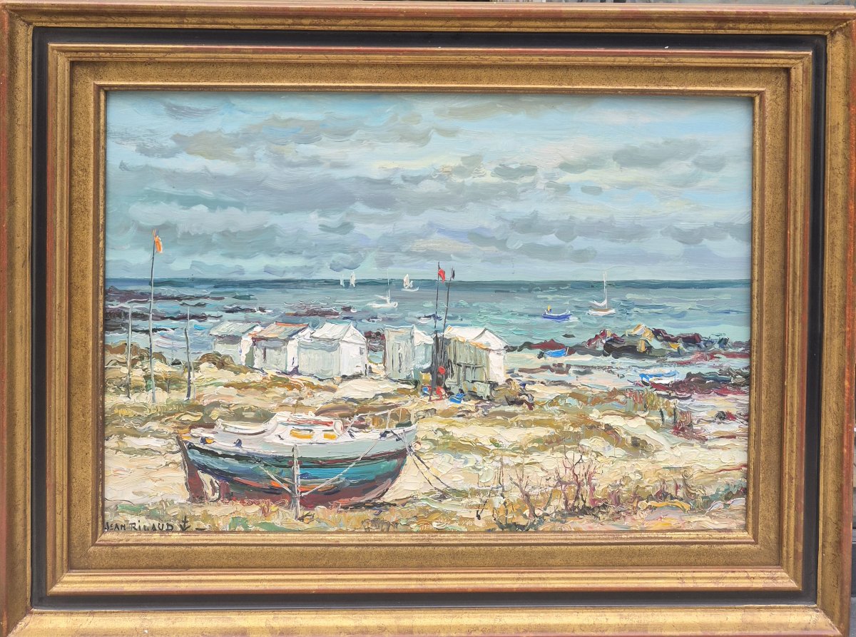Jean Rigaud (1912-1999) - Le marais salé à l'île d'Yeu, bateau sur la dune