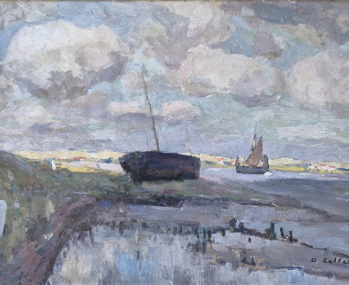 Adolphe Keller (1880–1968), Boats In An Estuary 