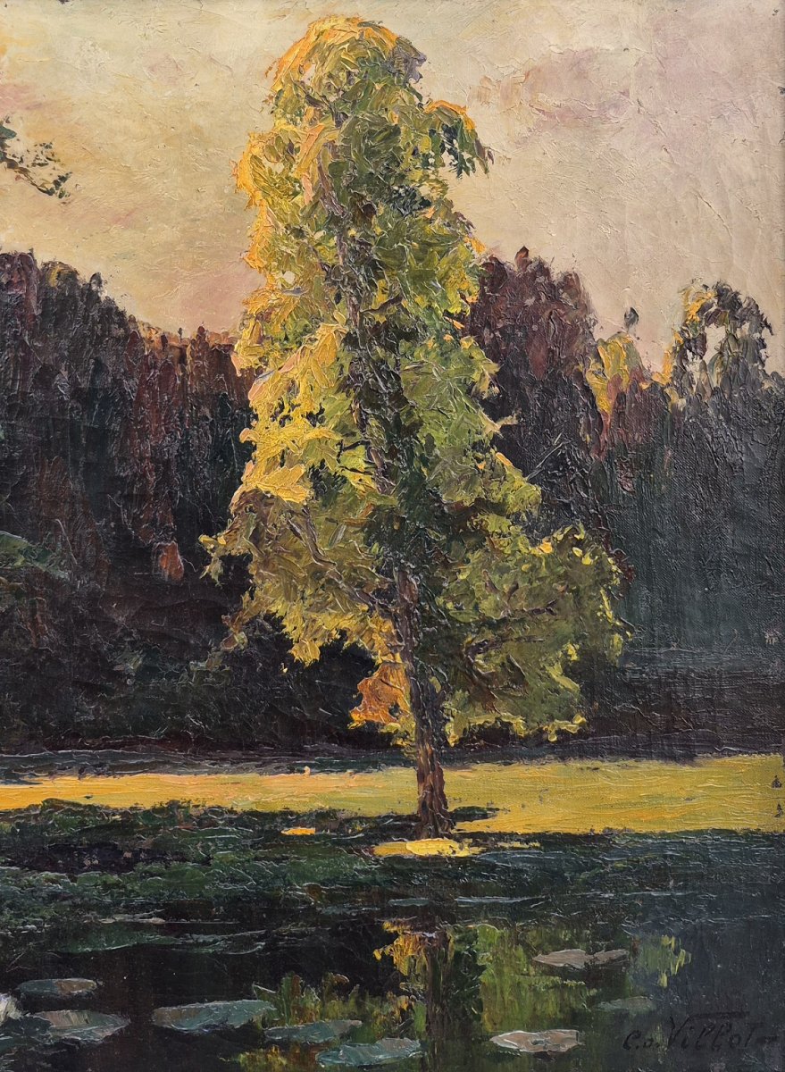 C.o. Villot (19th–20th Centuries), Trees In Front Of A Pond-photo-4