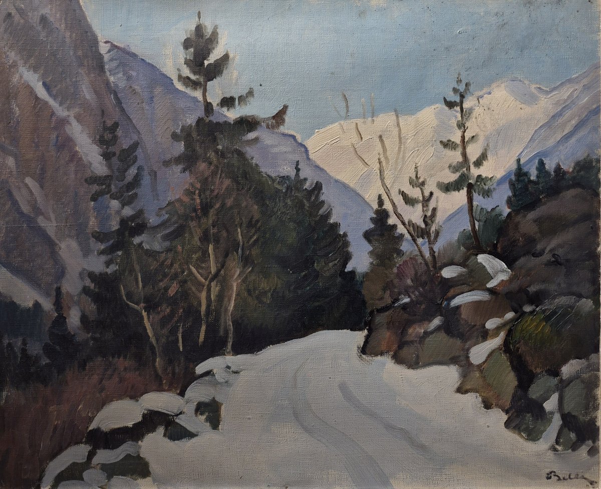 Marcel Belle (1871-1948), montagne enneigé-photo-2