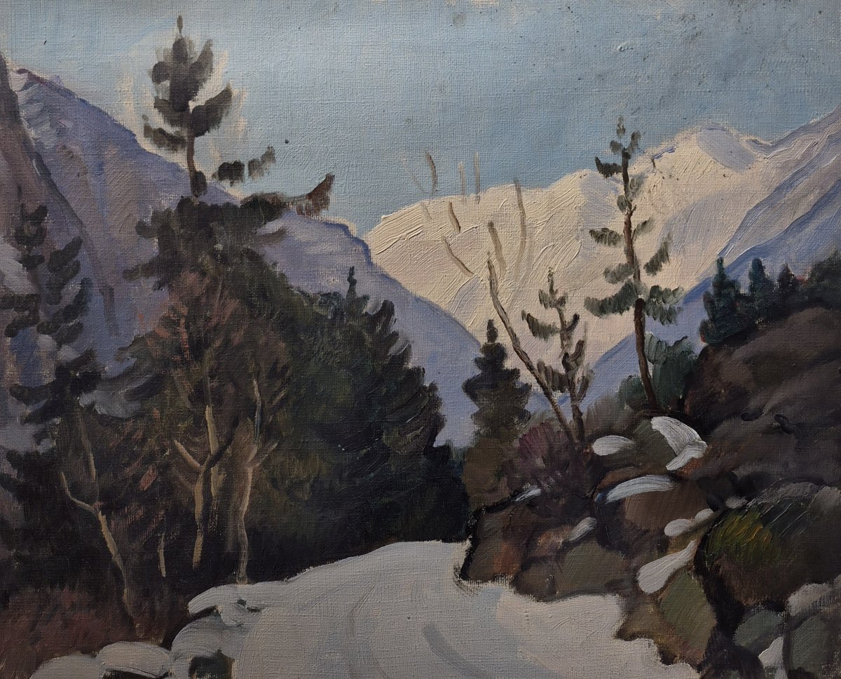 Marcel Belle (1871-1948), montagne enneigé-photo-3