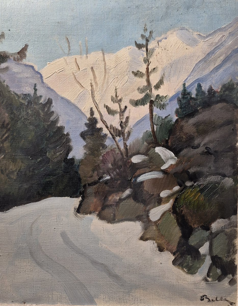 Marcel Belle (1871-1948), montagne enneigé-photo-4
