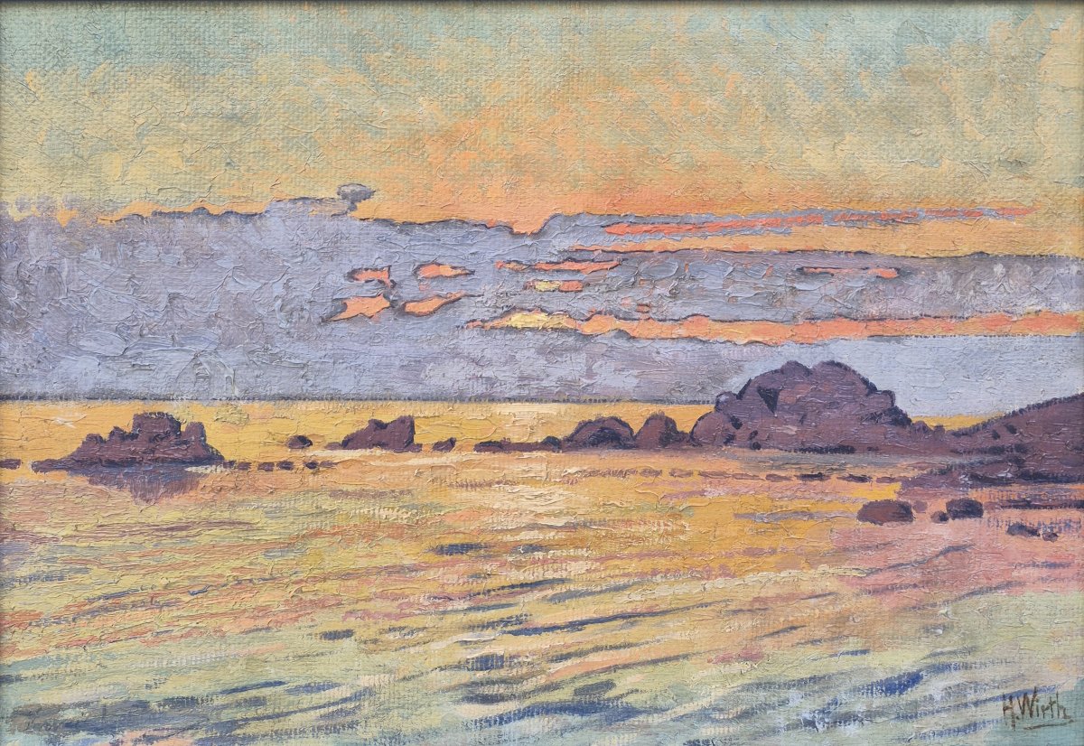 Prosper Henri Wirth (1869-1947), bord de mer symboliste-photo-2