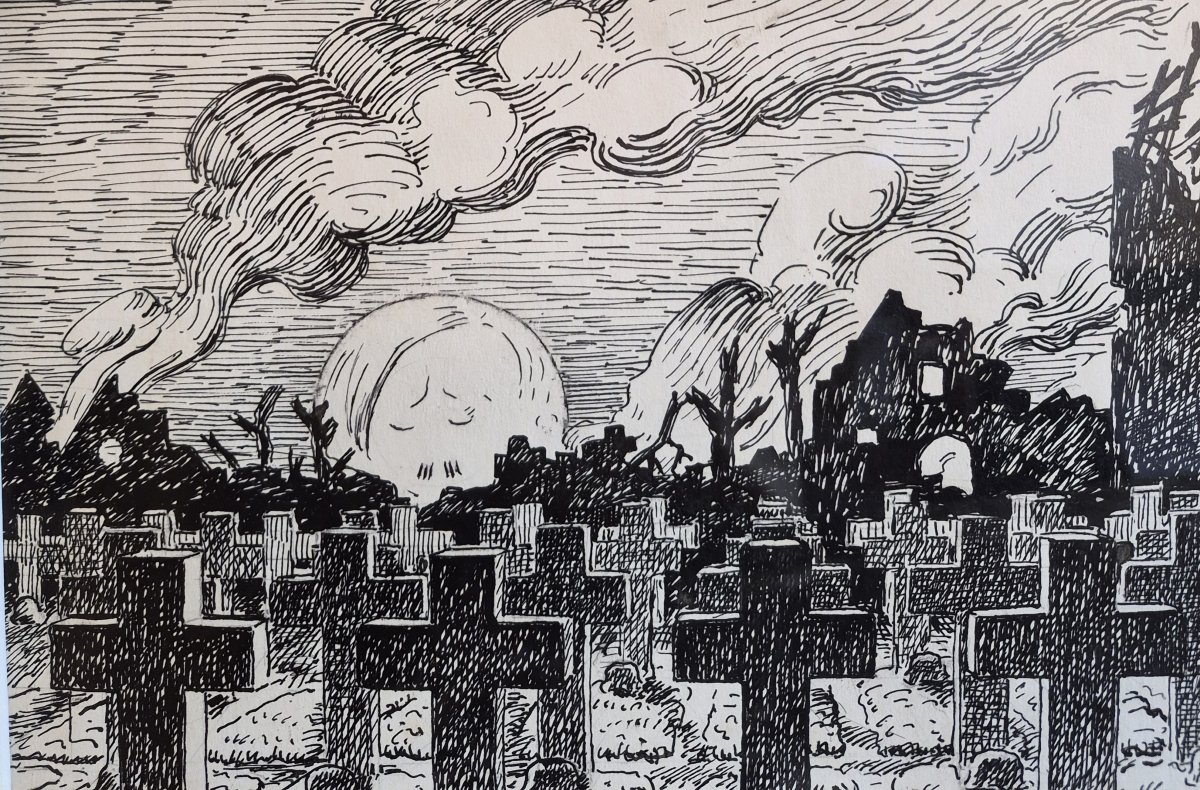 Léon Dugand (1878-1974) Le déclin de l'astre - Hitler soleil couchant, Encre-photo-3