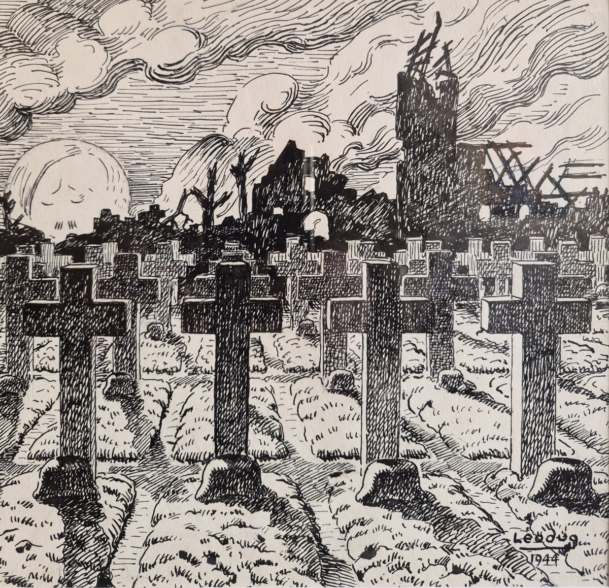 Léon Dugand (1878-1974) Le déclin de l'astre - Hitler soleil couchant, Encre-photo-4