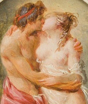 Miniature Dans l'Entourage De Fragonard , Le Baiser-photo-3