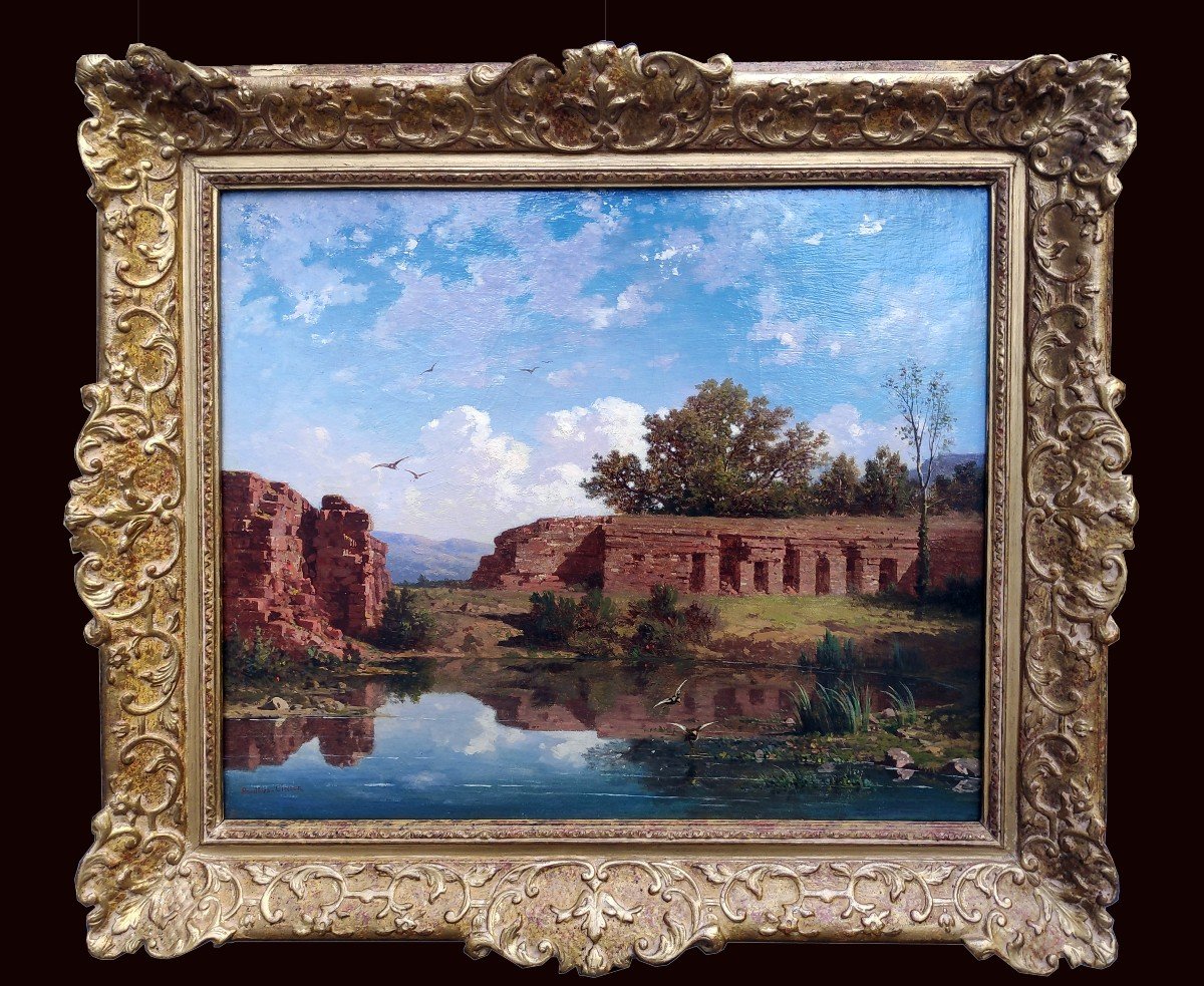 Antoine Claude Ponthus-cinier (1812-1885) - Ruines Au Bord De L’eau, Effet De Midi-photo-2
