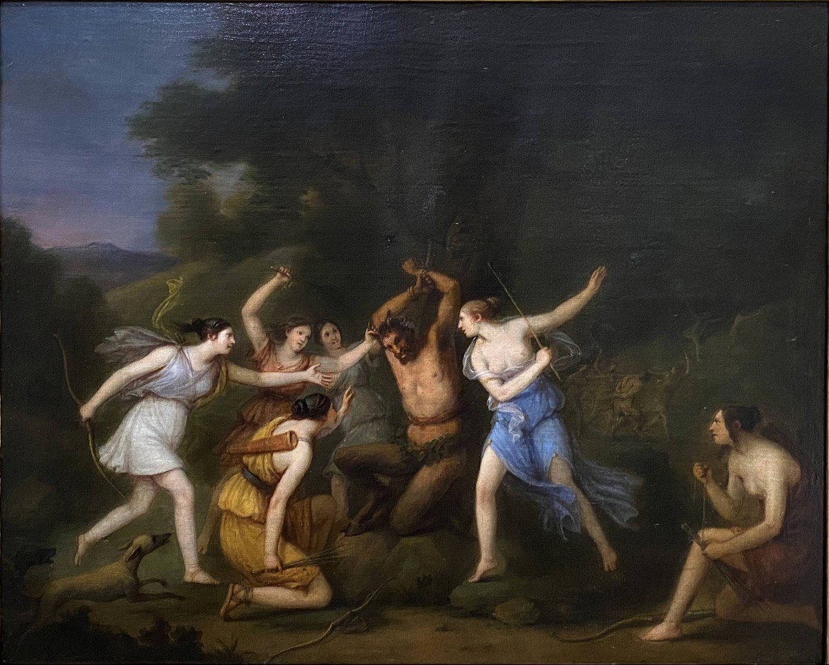 Jacques-antoine Vallin (1760 – 1831) Attribué, Le Supplice De Marsyas, Huile Sur Toile-photo-2