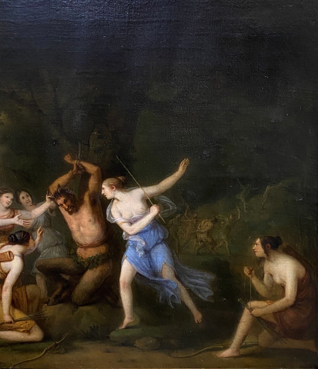 Jacques-antoine Vallin (1760 – 1831) Attribué, Le Supplice De Marsyas, Huile Sur Toile-photo-3