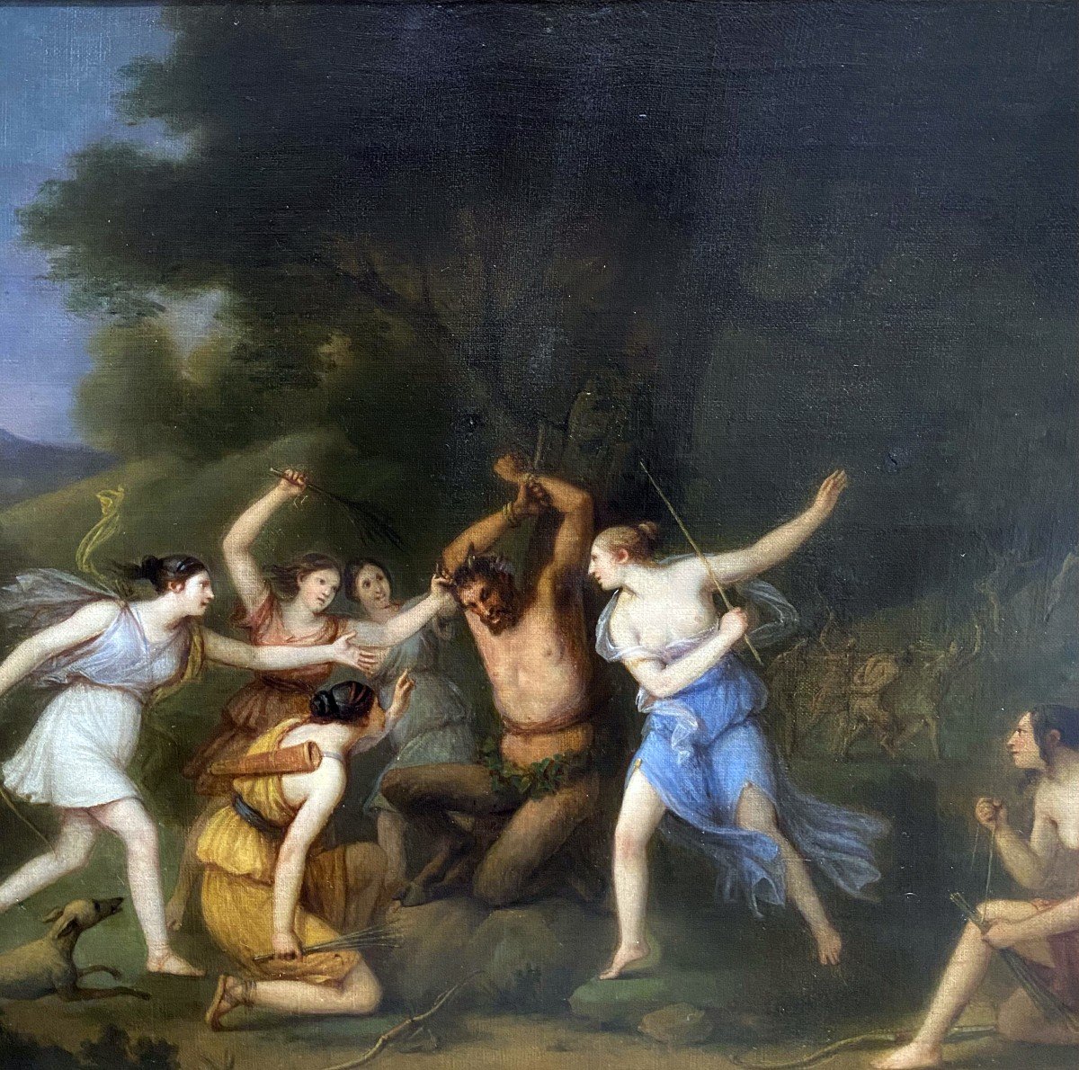Jacques-antoine Vallin (1760 – 1831) Attribué, Le Supplice De Marsyas, Huile Sur Toile-photo-4