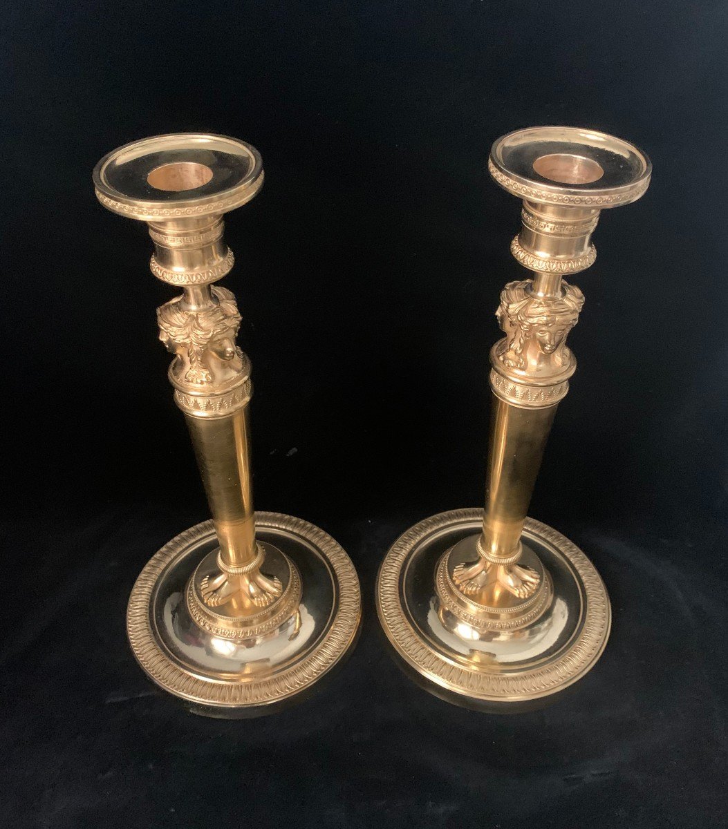 Claude Galle, Pair Of Antique Candlesticks, Beginning Of The XIXth Century.-photo-2