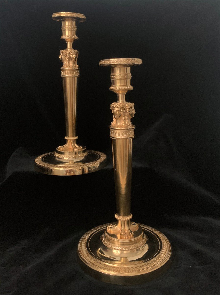 Claude Galle, Pair Of Antique Candlesticks, Beginning Of The XIXth Century.