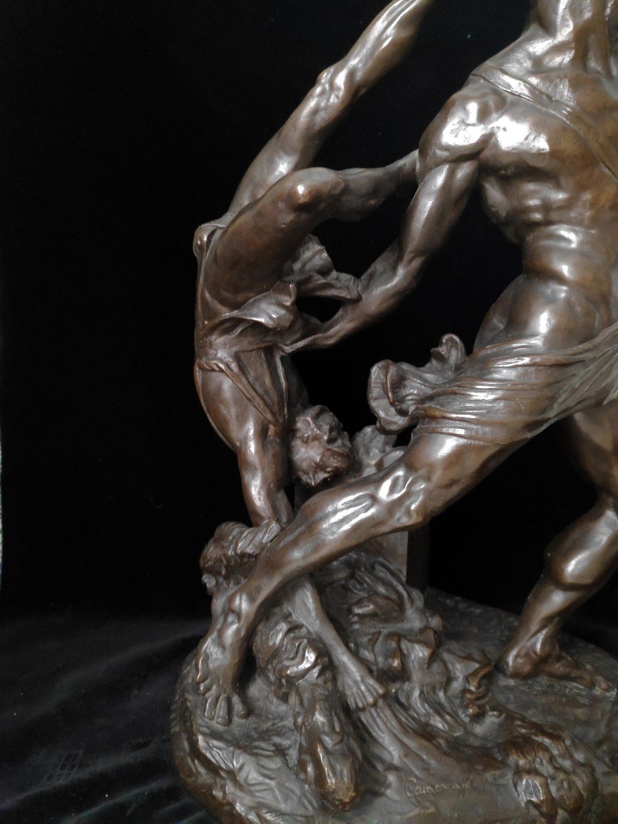 Hercules And Lichas, After Antonio Canova (1758-1822), Bronze-photo-1