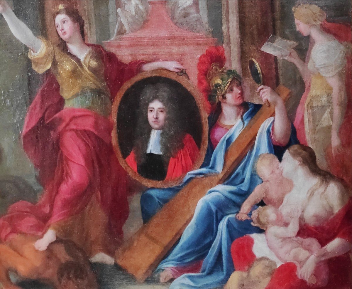 Rare Portrait Allégorique d'Un Parlementaire Du XVIIème Siècle-photo-3