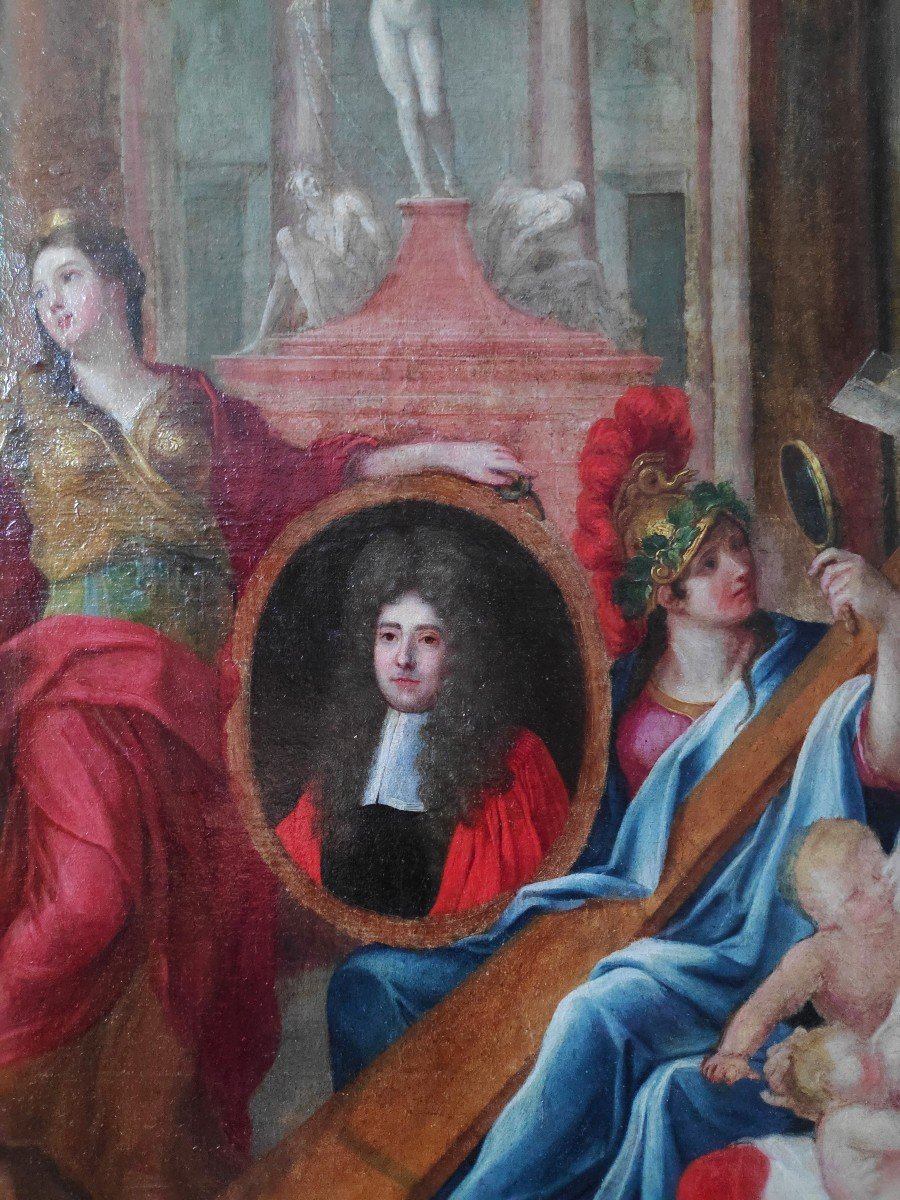 Rare Portrait Allégorique d'Un Parlementaire Du XVIIème Siècle-photo-1