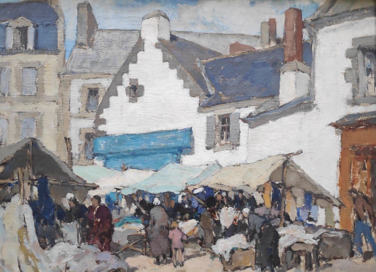 Georges Gobo (1876-1958), Market Scene In Douarnenez-photo-2
