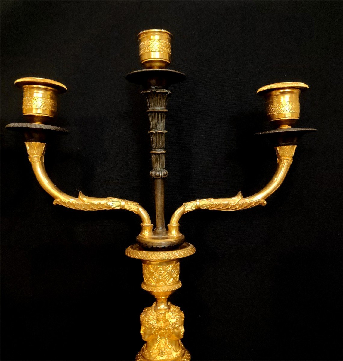Claude Galle (1759-1815), Rare Pair Of Candelabra Mounted Torches, Empire-photo-4