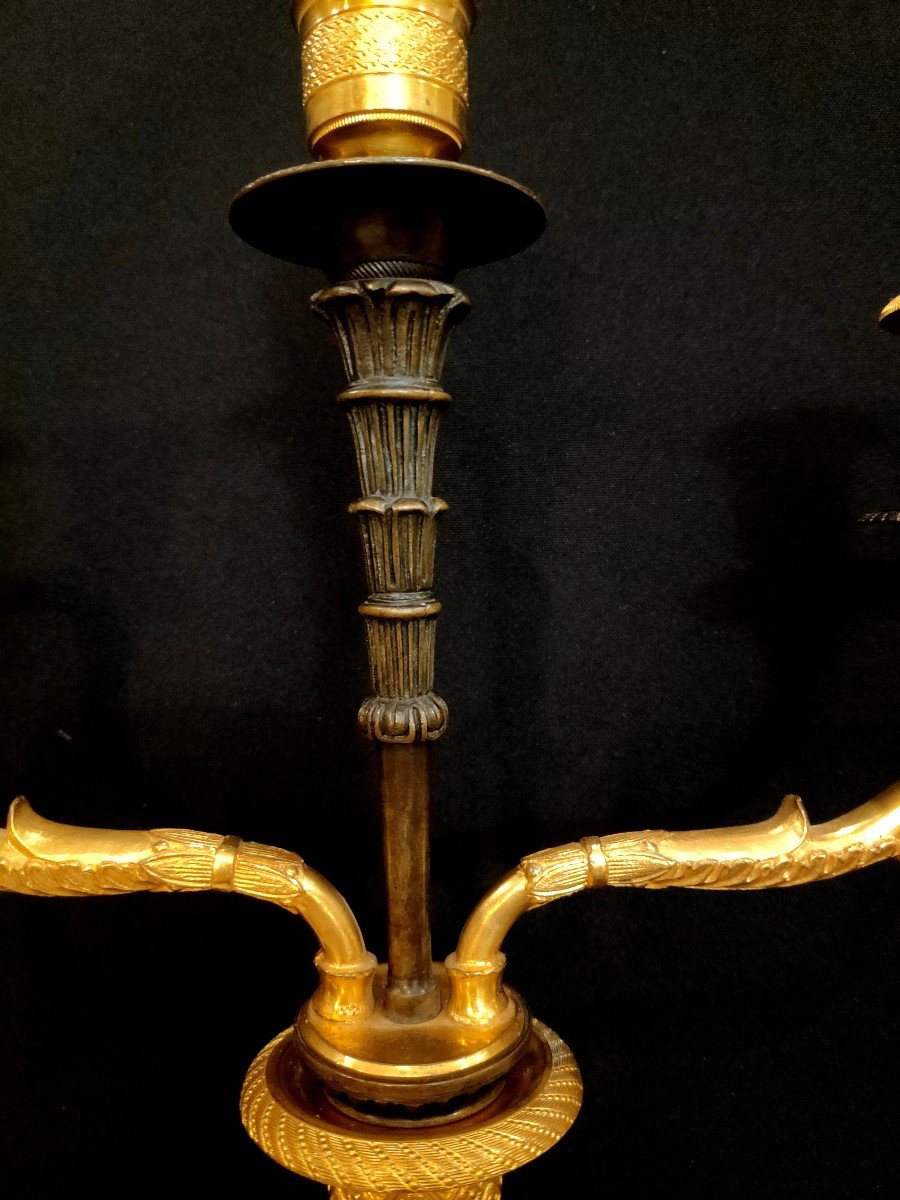 Claude Galle (1759-1815), Rare Pair Of Candelabra Mounted Torches, Empire-photo-1