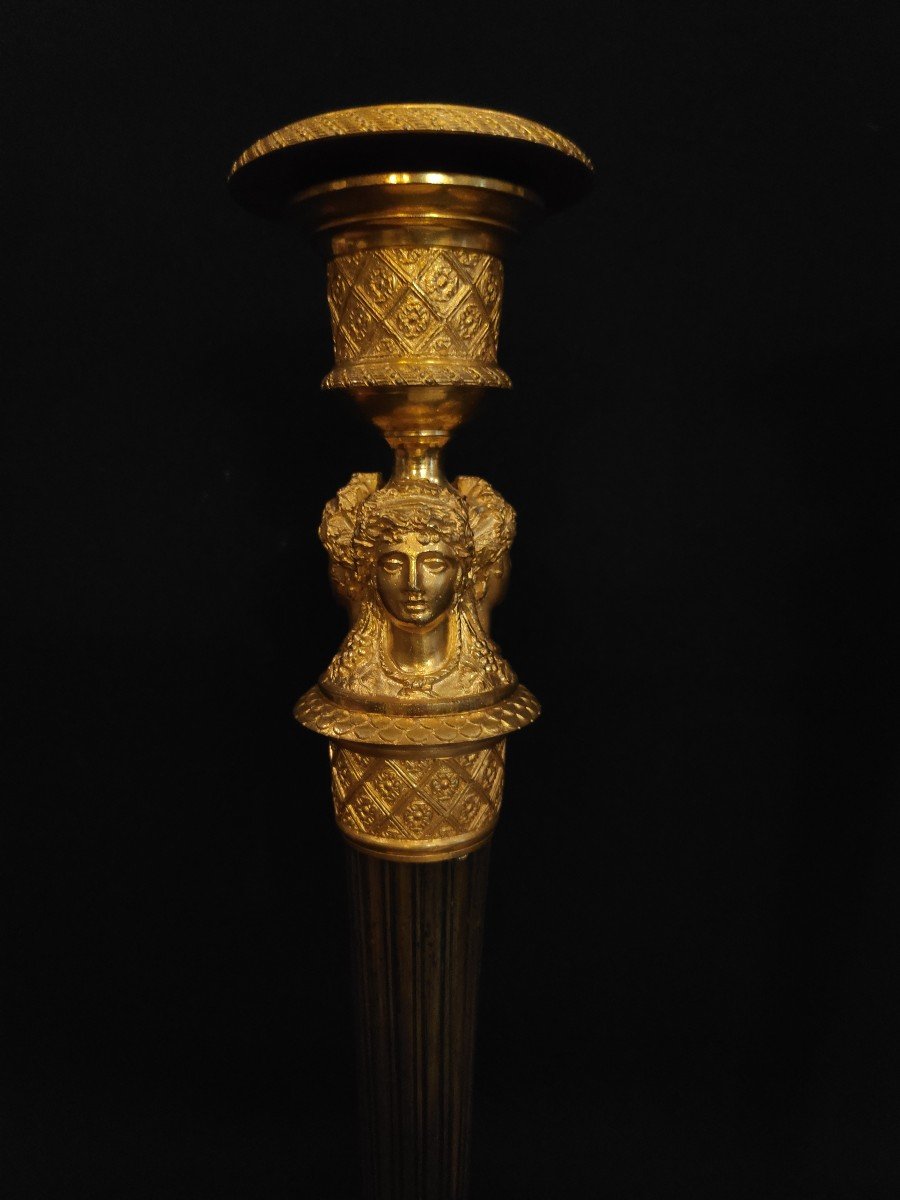 Claude Galle (1759-1815), Rare Pair Of Candelabra Mounted Torches, Empire-photo-2